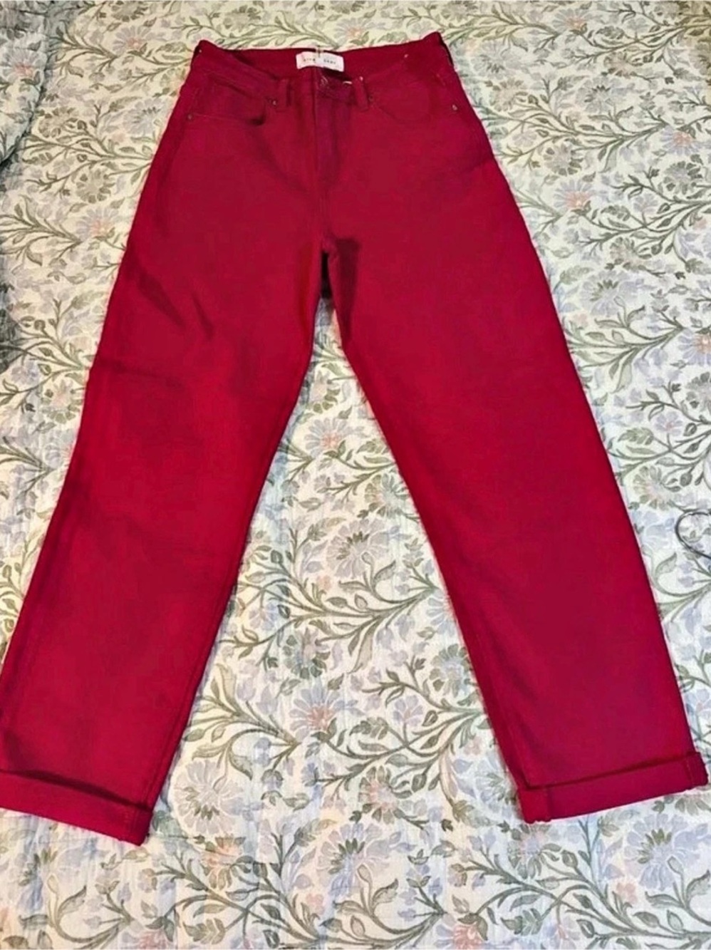 Risen Jeans Risen High-Rise Cuffed Boyfriend Jeans Pink Waist 26 NWT